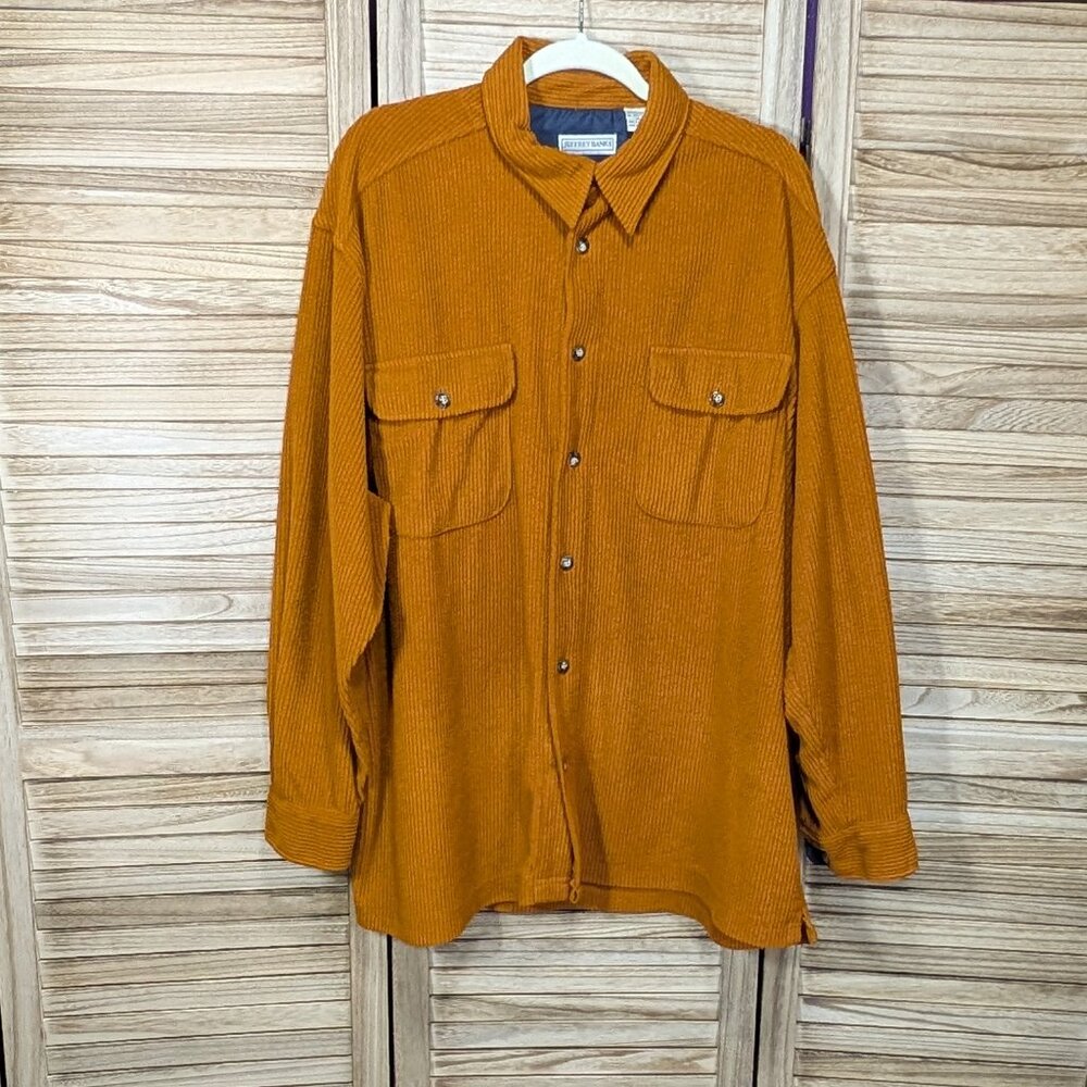 🧨🧨Jeffrey Banks Shirt Button Down Orange Size XL
